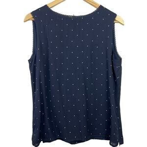 EUC 100% Silk Navy Blue & White Polka Dot Sleeveless Top by Dana B. and Karen
